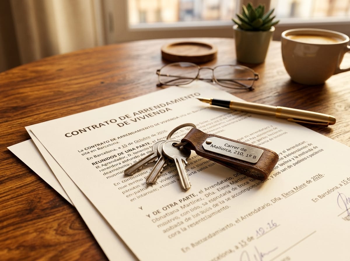 Llaves de un piso sobre un contrato de alquiler